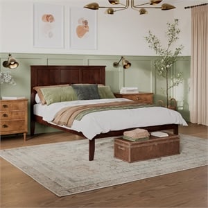 Leo & Lacey Contemporary Queen Solid Wood Platform Bed in Walnut