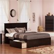 Leo & Lacey Queen Wood Platform Bed with Footboard & Storage Drawers in Espresso
