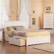 Leo & Lacey Queen Wood Platform Bed with Footboard and Storage Drawers in White