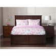 Leo & Lacey Queen Wood Platform Bed with Footboard and Storage Drawers in Walnut