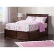 Leo & Lacey Queen Wood Platform Bed with Footboard and Storage Drawers in Walnut