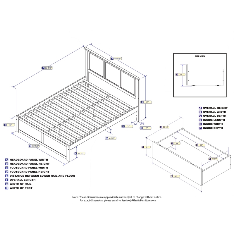 Leo & Lacey Queen Wood Platform Bed with Footboard and Storage Drawers in Walnut