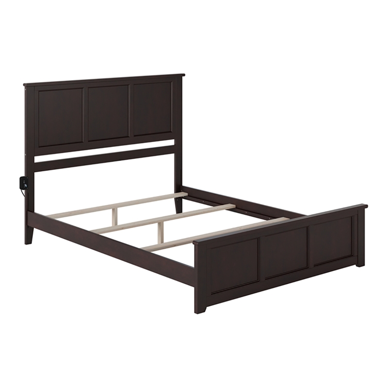 Leo & Lacey Queen Wood Foundation Bed with Matching Footboard in Espresso