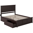 Leo & Lacey Queen Platform Bed with Footboard & Storage Drawers in Espresso