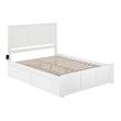 Leo & Lacey Queen Platform Bed with Matching Footboard & Storage Drawers - White