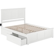 Leo & Lacey Queen Platform Bed with Matching Footboard & Storage Drawers - White