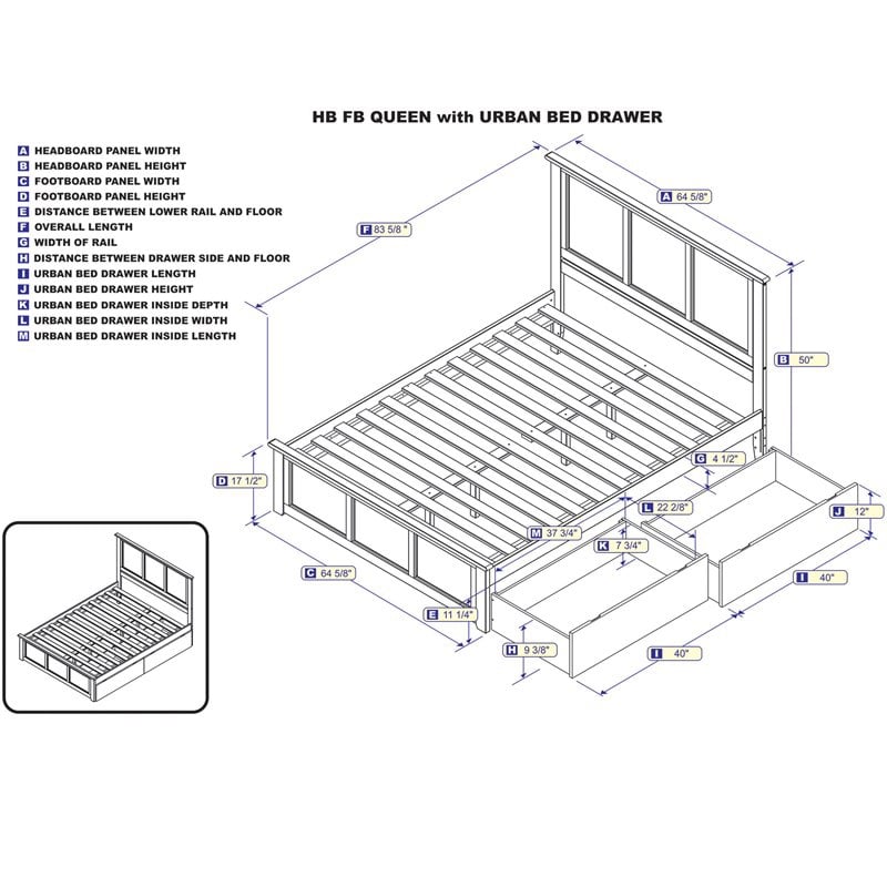 Leo & Lacey Queen Platform Bed with Matching Footboard & Storage Drawers - White