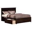 Leo & Lacey King Wood Platform Bed with Footboard & Storage Drawers in Espresso