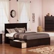 Leo & Lacey King Wood Platform Bed with Footboard & Storage Drawers in Espresso