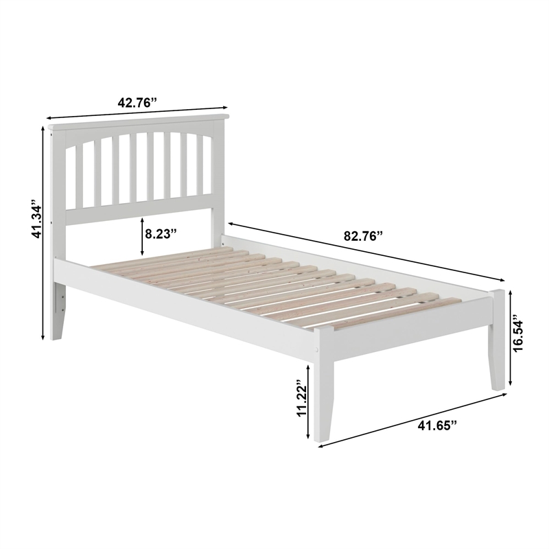 Leo & Lacey Contemporary Twin XL Solid Wood Platform Bed in White