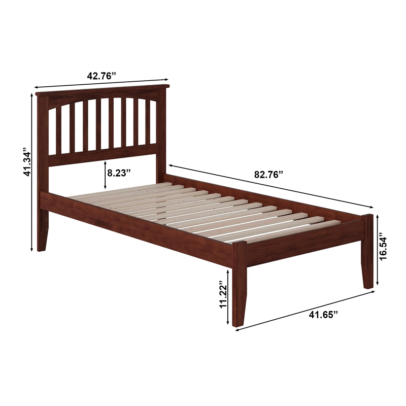 Leo & Lacey Contemporary Twin XL Solid Wood Platform Bed in Walnut