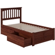 Leo & Lacey Twin XL Wood Platform Bed with Footboard & Storage Drawers in Walnut