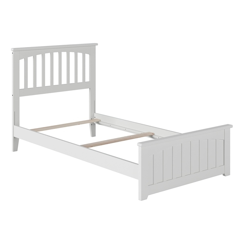 Leo & Lacey Twin XL Wood Foundation Bed with Matching Footboard in White