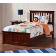 Leo & Lacey Twin XL Wood Foundation Bed with Matching Footboard in Walnut