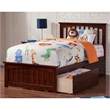 Leo & Lacey Twin XL Platform Bed with Footboard & Storage Drawers in Walnut
