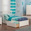 Leo & Lacey Twin Wood Platform Bed with Footboard and Storage Drawers in White