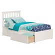 Leo & Lacey Twin Wood Platform Bed with Footboard and Storage Drawers in White