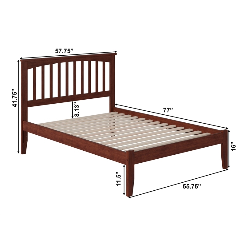 Leo & Lacey Contemporary Full Solid Wood Platform Bed in Walnut