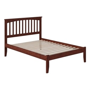 Leo & Lacey Contemporary Full Solid Wood Platform Bed in Walnut