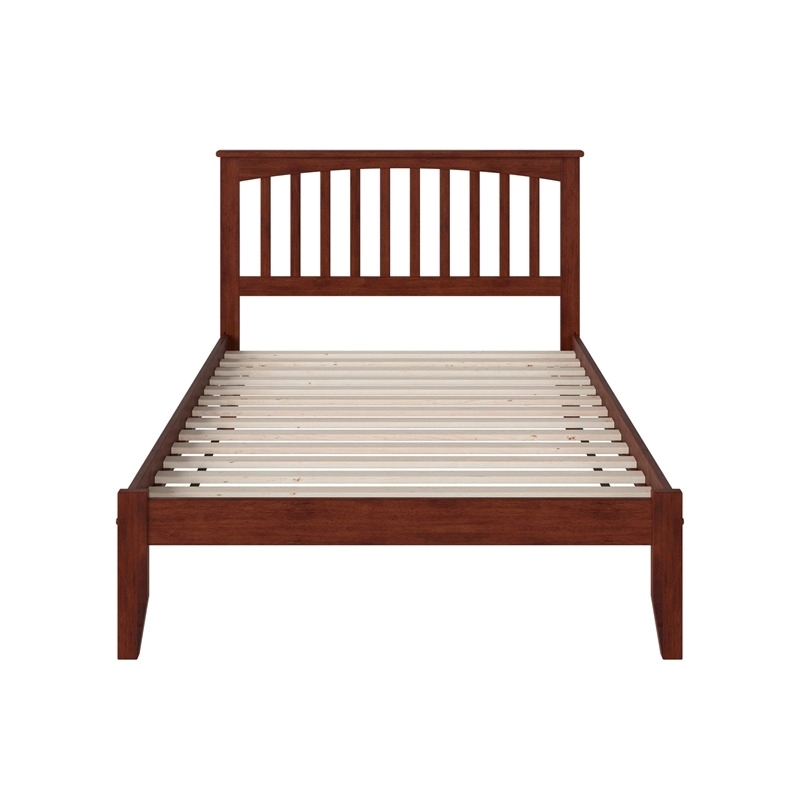 Leo & Lacey Contemporary Full Solid Wood Platform Bed in Walnut