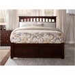 Leo & Lacey Full Wood Platform Bed with Footboard and Twin Trundle in Walnut