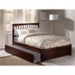 Leo & Lacey Full Wood Platform Bed with Footboard and Twin Trundle in Walnut