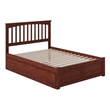 Leo & Lacey Full Wood Platform Bed with Footboard and Twin Trundle in Walnut