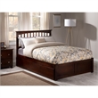 Leo & Lacey Full Wood Platform Bed with Footboard and Twin Trundle in Walnut