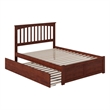 Leo & Lacey Full Wood Platform Bed with Footboard and Twin Trundle in Walnut