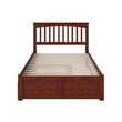 Leo & Lacey Full Wood Platform Bed with Footboard and Twin Trundle in Walnut