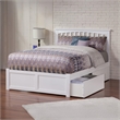 Leo & Lacey Full Wood Platform Bed with Footboard and Storage Drawers in White
