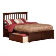 Leo & Lacey Full Wood Platform Bed with Footboard and Storage Drawers in Walnut