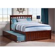 Leo & Lacey Full Platform Bed with Matching Footboard & Twin Trundle in Walnut