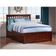 Leo & Lacey Full Platform Bed with Matching Footboard & Twin Trundle in Walnut