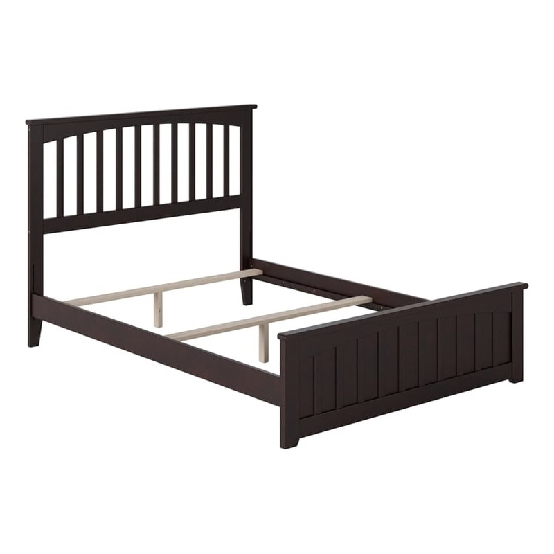 Leo & Lacey Full Wood Foundation Bed with Matching Footboard in Espresso