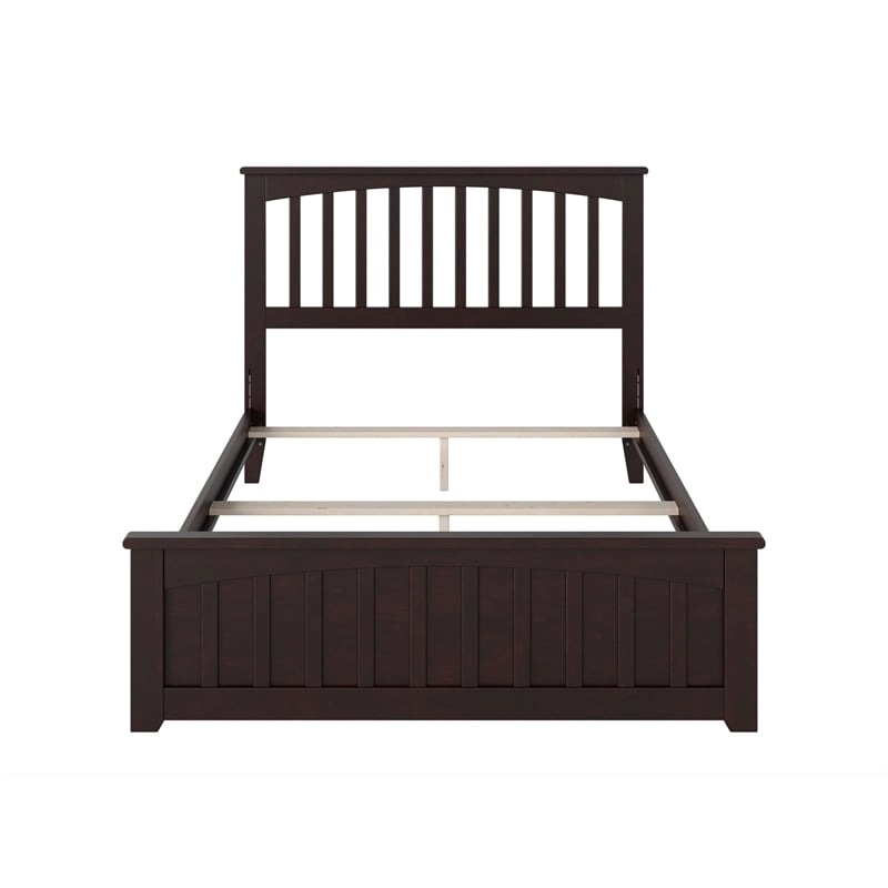 Leo & Lacey Full Wood Foundation Bed with Matching Footboard in Espresso