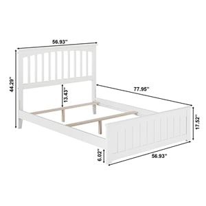 Leo & Lacey Full Wood Foundation Bed with Matching Footboard in White