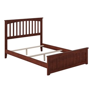Leo & Lacey Full Wood Foundation Bed with Matching Footboard in Walnut