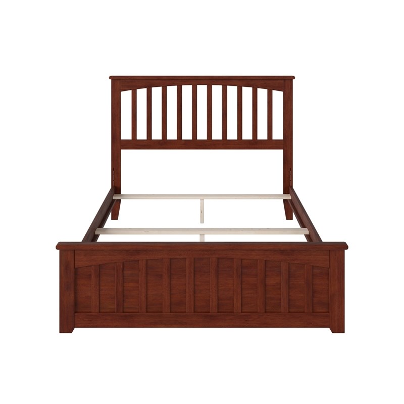 Leo & Lacey Full Wood Foundation Bed with Matching Footboard in Walnut