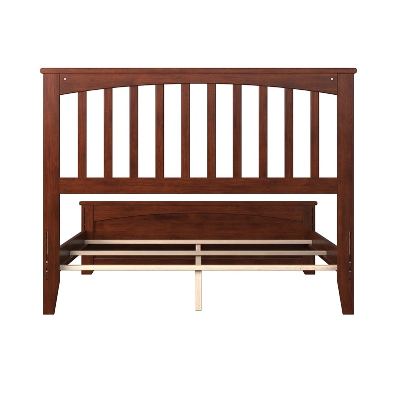Leo & Lacey Full Wood Foundation Bed with Matching Footboard in Walnut
