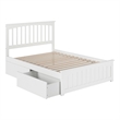Leo & Lacey Full Platform Bed with Matching Footboard & Storage Drawers in White