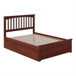 Leo & Lacey Full Platform Bed with Matching Footboard & Storage Drawers - Walnut