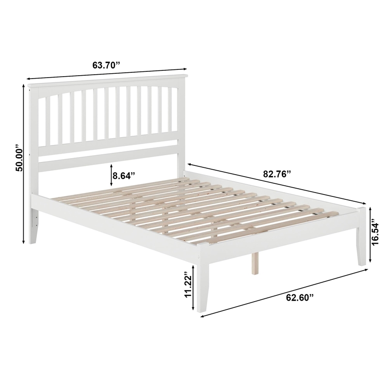 Leo & Lacey Contemporary Queen Solid Wood Platform Bed in White
