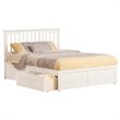 Leo & Lacey Queen Wood Platform Bed with Footboard and Storage Drawers in White