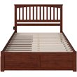Leo & Lacey Queen Wood Platform Bed with Footboard and Storage Drawers in Walnut