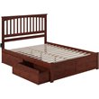 Leo & Lacey Queen Wood Platform Bed with Footboard and Storage Drawers in Walnut