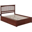 Leo & Lacey Queen Wood Platform Bed with Footboard and Storage Drawers in Walnut