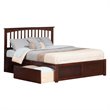 Leo & Lacey Queen Wood Platform Bed with Footboard and Storage Drawers in Walnut