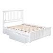 Leo & Lacey Queen Platform Bed with Matching Footboard & Storage Drawers - White
