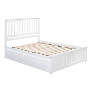 Leo & Lacey Queen Platform Bed with Matching Footboard & Storage Drawers - White